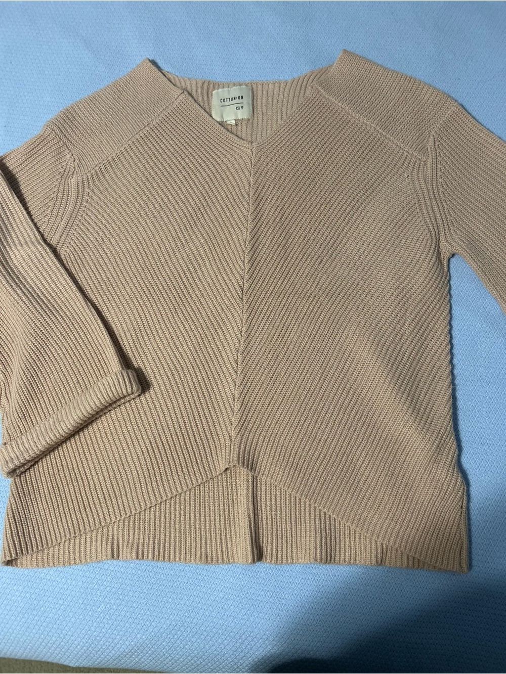 Cotton On Beige V-Neck Knit Oversized Sweater Size XS
